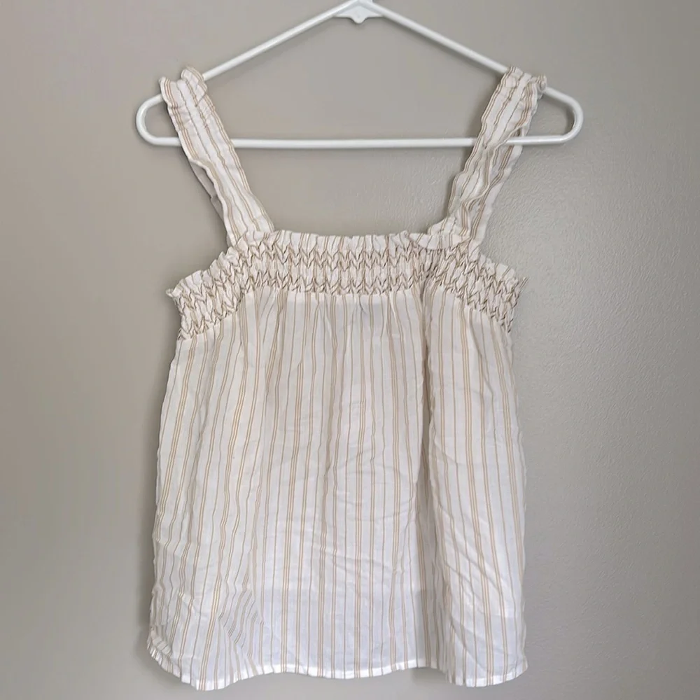 Banana Republic striped ruffle smock neck top - Picture 2 of 4